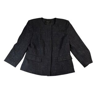 Ann Taylor Factory Petite 12P Gray Blazer Business Professional collarless